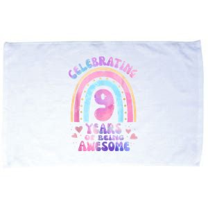 9th Birthday Girl Tie Dye 9 Years Of Being Awesome Bday Microfiber Hand Towel