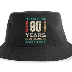 90th Birthday Hours Days Months 90 Years Old Bday Sustainable Bucket Hat