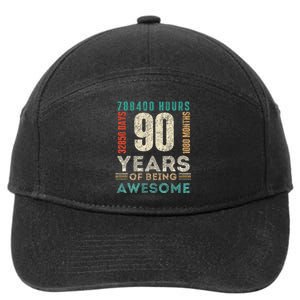 90th Birthday Hours Days Months 90 Years Old Bday 7-Panel Snapback Hat