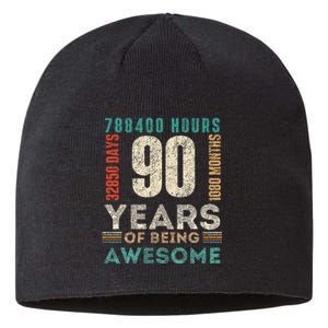 90th Birthday Hours Days Months 90 Years Old Bday Sustainable Beanie