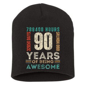 90th Birthday Hours Days Months 90 Years Old Bday Short Acrylic Beanie