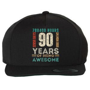 90th Birthday Hours Days Months 90 Years Old Bday Wool Snapback Cap