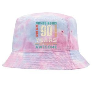 90th Birthday Hours Days Months 90 Years Old Bday Tie-Dyed Bucket Hat