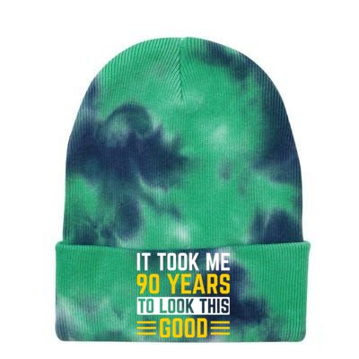 90Th Birthday It Took Me 90 Years To Look This Good Tie Dye 12in Knit Beanie