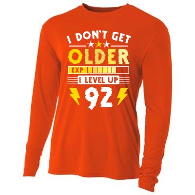 92nd Birthday I Dont Get Older I Level Up 92 Years Cool Gift Cooling Performance Long Sleeve Crew