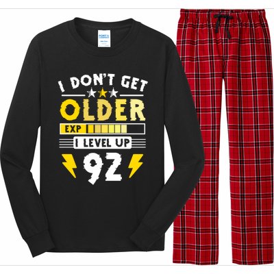 92nd Birthday I Dont Get Older I Level Up 92 Years Cool Gift Long Sleeve Pajama Set