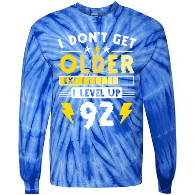 92nd Birthday I Dont Get Older I Level Up 92 Years Cool Gift Tie-Dye Long Sleeve Shirt