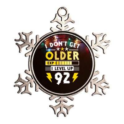 92nd Birthday I Dont Get Older I Level Up 92 Years Cool Gift Metallic Star Ornament