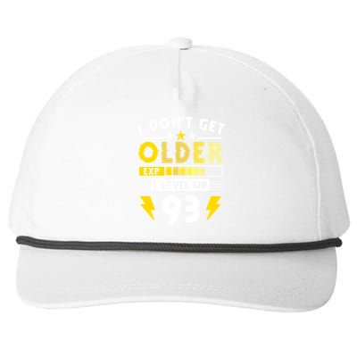 93rd Birthday I Dont Get Older I Level Up 93 Years Great Gift Snapback Five-Panel Rope Hat