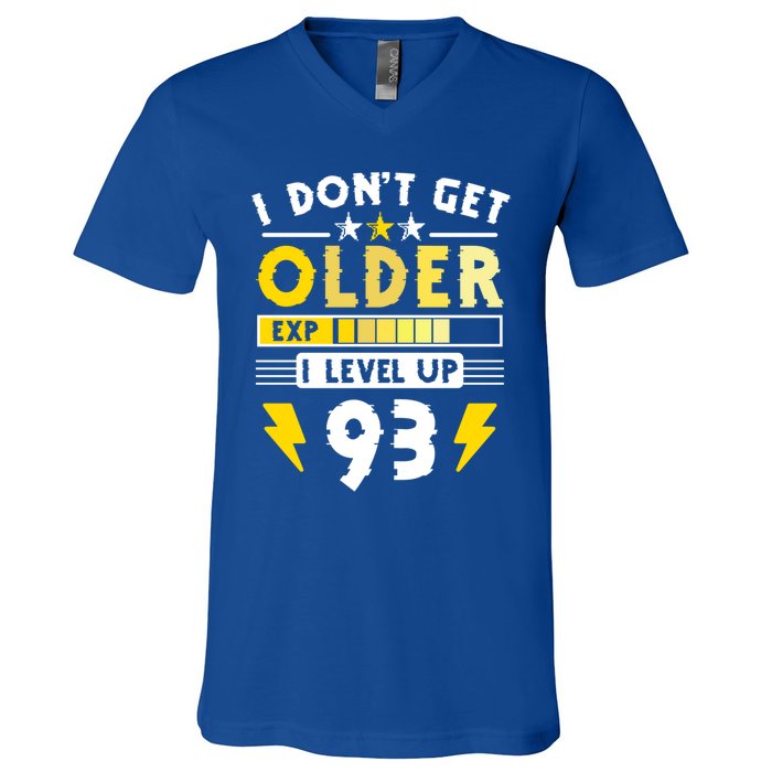 93rd Birthday I Dont Get Older I Level Up 93 Years Great Gift V-Neck T-Shirt