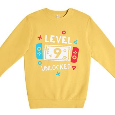 9th Birthday Level 9 Unlocked Video Game Party Premium Crewneck Sweatshirt