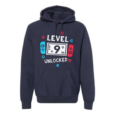 9th Birthday Level 9 Unlocked Video Game Party Premium Hoodie