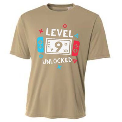 9th Birthday Level 9 Unlocked Video Game Party Cooling Performance Crew T-Shirt