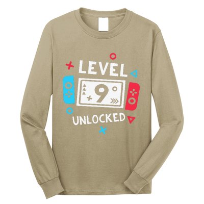 9th Birthday Level 9 Unlocked Video Game Party Long Sleeve Shirt