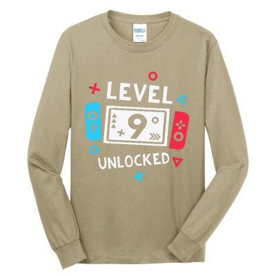 9th Birthday Level 9 Unlocked Video Game Party Tall Long Sleeve T-Shirt