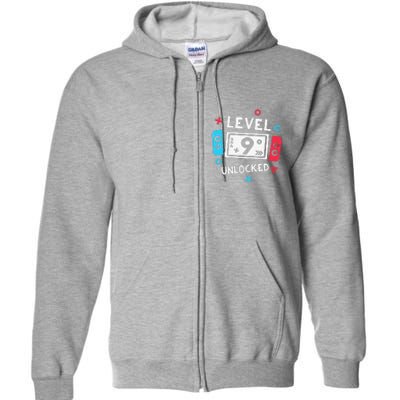 9th Birthday Level 9 Unlocked Video Game Party Full Zip Hoodie