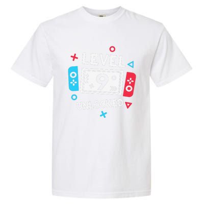 9th Birthday Level 9 Unlocked Video Game Party Garment-Dyed Heavyweight T-Shirt