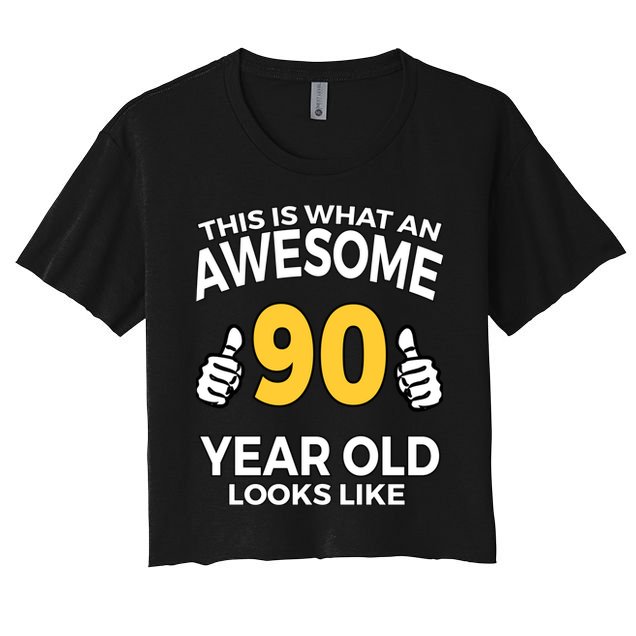 90th Birthday Long Sleeve  Funny 90 Years Old Gifts Crop Top