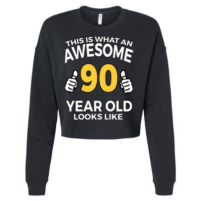 90th Birthday Long Sleeve  Funny 90 Years Old Gifts Cropped Pullover Crew
