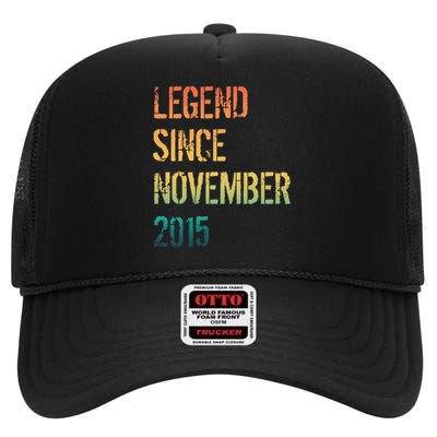 9th Birthday Legend Born November 2015 High Crown Mesh Back Trucker Hat