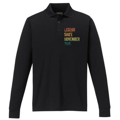 9th Birthday Legend Born November 2015 Performance Long Sleeve Polo