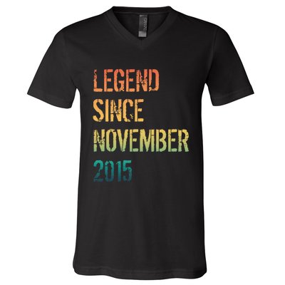 9th Birthday Legend Born November 2015 V-Neck T-Shirt