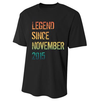 9th Birthday Legend Born November 2015 Performance Sprint T-Shirt