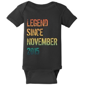 9th Birthday Legend Born November 2015 Baby Bodysuit