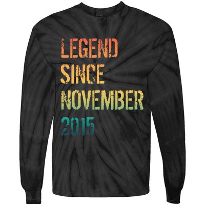 9th Birthday Legend Born November 2015 Tie-Dye Long Sleeve Shirt