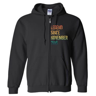 9th Birthday Legend Born November 2015 Full Zip Hoodie