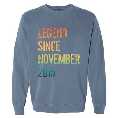 9th Birthday Legend Born November 2015 Garment-Dyed Sweatshirt