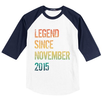 9th Birthday Legend Born November 2015 Baseball Sleeve Shirt