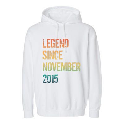 9th Birthday Legend Born November 2015 Garment-Dyed Fleece Hoodie