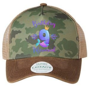 9th Birthday Mermaid Birthday Party 9 Years Old Fish Legacy Tie Dye Trucker Hat