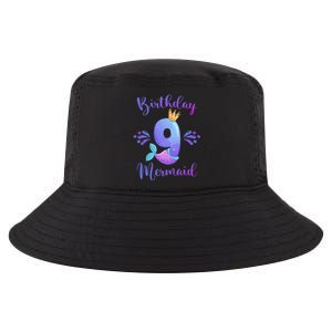 9th Birthday Mermaid Birthday Party 9 Years Old Fish Cool Comfort Performance Bucket Hat