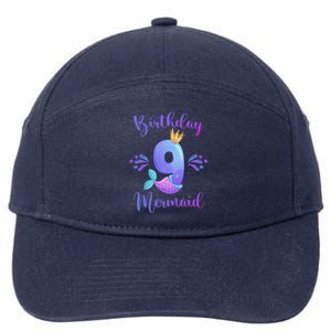 9th Birthday Mermaid Birthday Party 9 Years Old Fish 7-Panel Snapback Hat