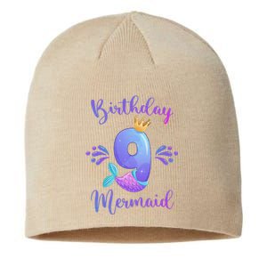 9th Birthday Mermaid Birthday Party 9 Years Old Fish Sustainable Beanie