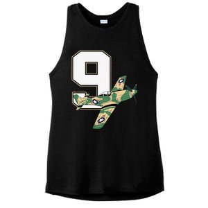 9th Birthday Military Plane Aircraft Fighter 9 Year Old Ladies PosiCharge Tri-Blend Wicking Tank