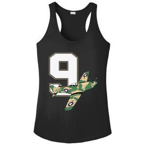 9th Birthday Military Plane Aircraft Fighter 9 Year Old Ladies PosiCharge Competitor Racerback Tank