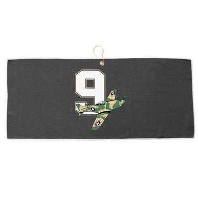 9th Birthday Military Plane Aircraft Fighter 9 Year Old Large Microfiber Waffle Golf Towel