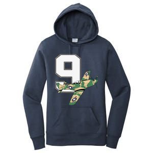 9th Birthday Military Plane Aircraft Fighter 9 Year Old Women's Pullover Hoodie