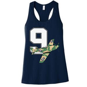 9th Birthday Military Plane Aircraft Fighter 9 Year Old Women's Racerback Tank