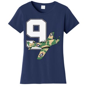 9th Birthday Military Plane Aircraft Fighter 9 Year Old Women's T-Shirt