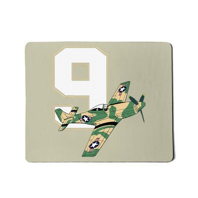 9th Birthday Military Plane Aircraft Fighter 9 Year Old Mousepad