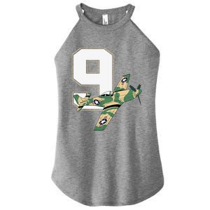 9th Birthday Military Plane Aircraft Fighter 9 Year Old Women's Perfect Tri Rocker Tank