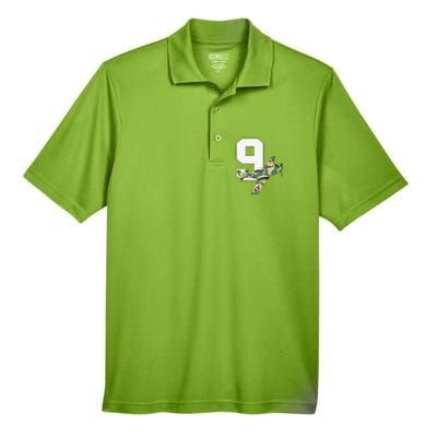 9th Birthday Military Plane Aircraft Fighter 9 Year Old Men's Origin Performance Pique Polo