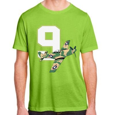 9th Birthday Military Plane Aircraft Fighter 9 Year Old Adult ChromaSoft Performance T-Shirt