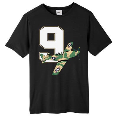 9th Birthday Military Plane Aircraft Fighter 9 Year Old Tall Fusion ChromaSoft Performance T-Shirt