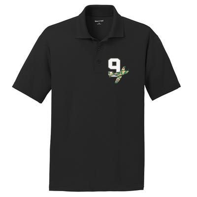 9th Birthday Military Plane Aircraft Fighter 9 Year Old PosiCharge RacerMesh Polo