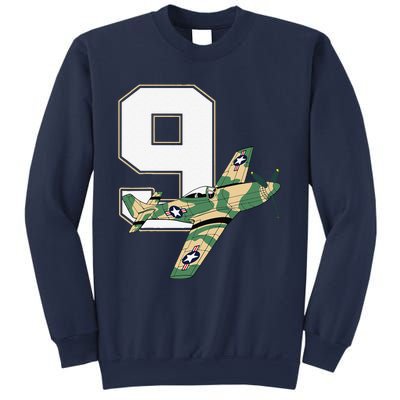 9th Birthday Military Plane Aircraft Fighter 9 Year Old Sweatshirt